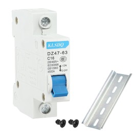 sourcing map Miniature Circuit Breaker Low Voltage AC 16A 230/400V 1 Pole DIN Rail Installation DZ47-63 C16