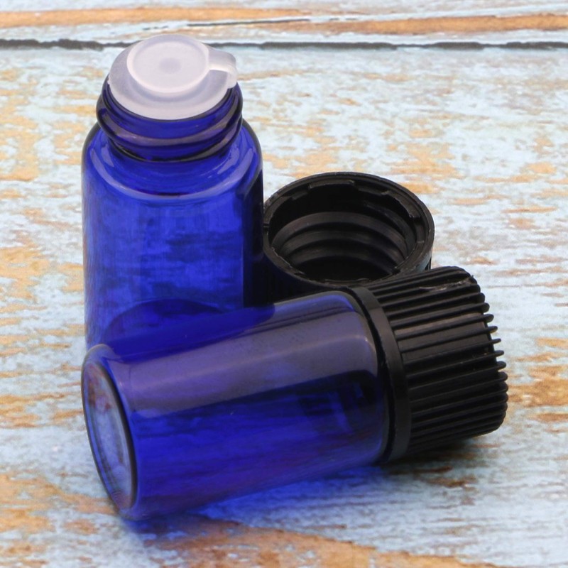50Pcs 3ml Blue Essential Oil Bottle, Mini Glass Sample Bottles