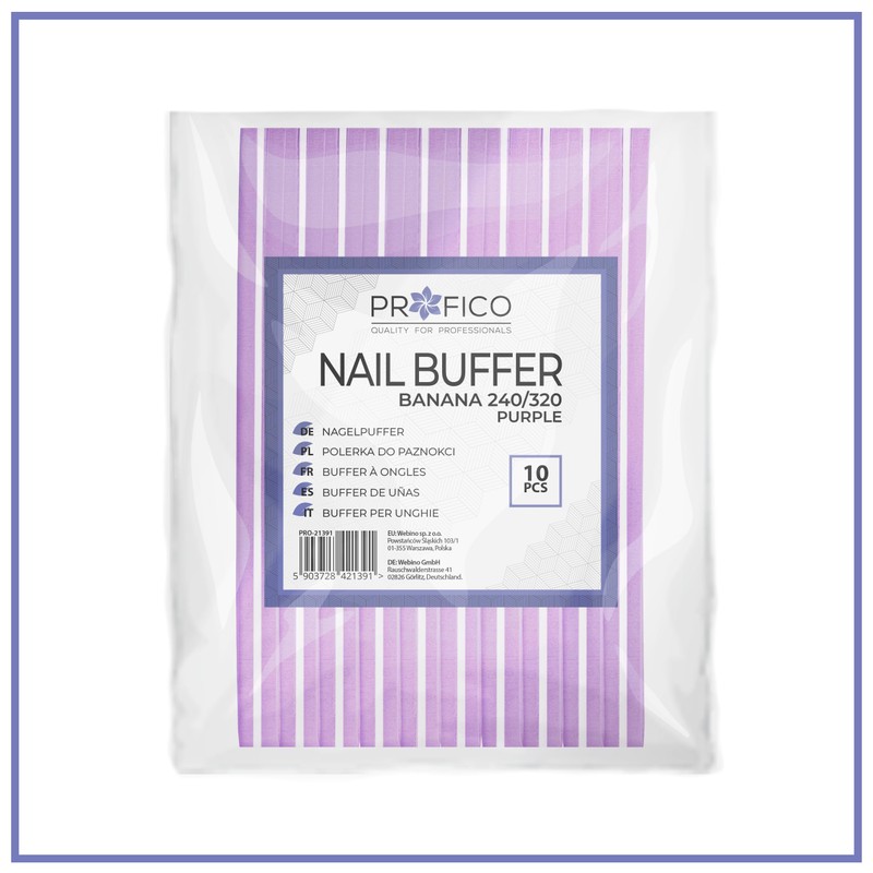 PROFICO Pack of 10 Professional Nail Buffer Buffer Curved 240/320