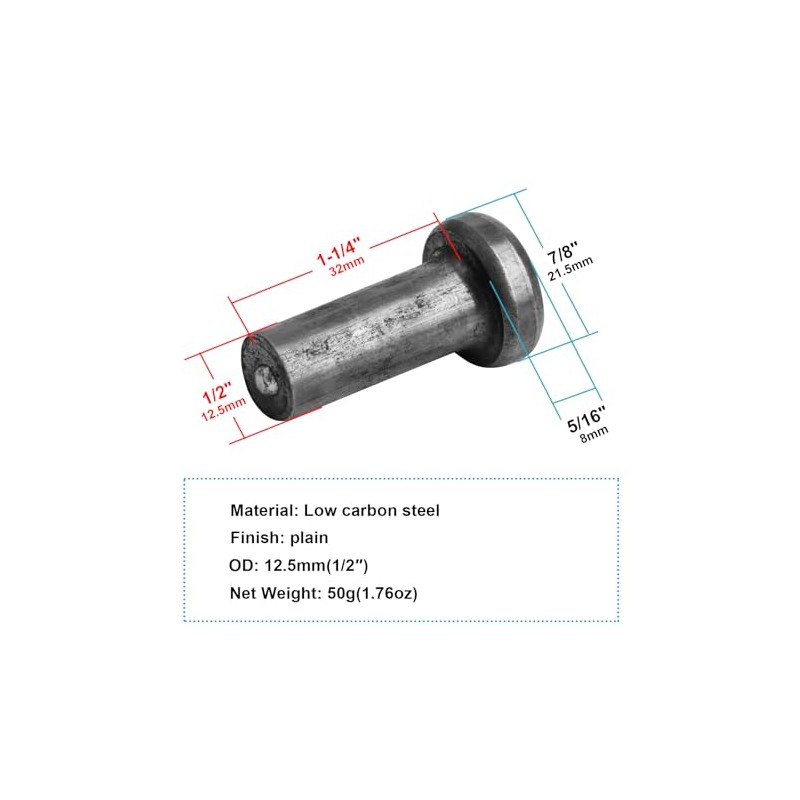 MOUNTAIN_ARK 20 Pack 1/2" x 1-5/8" Headed Concrete Anchor Weld