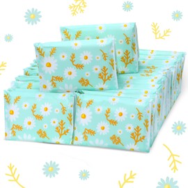50 Packs Facial Tissue Packs Travel Tissues Size Disposable Pocket Tissues Bulk Slim Tissues Wallet Wedding Tissues for Guest Travel School Purse Home Supplies, 500 Sheets 3 Ply (Daisy)