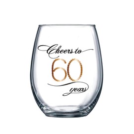 BRT Bearingshui 60th Birthday Gifts for Men Women, 15 oz Birthday Wine Glass Present Anniversary Glasses, 60 Years Old Birthday Party Wedding Anniversary Decorations