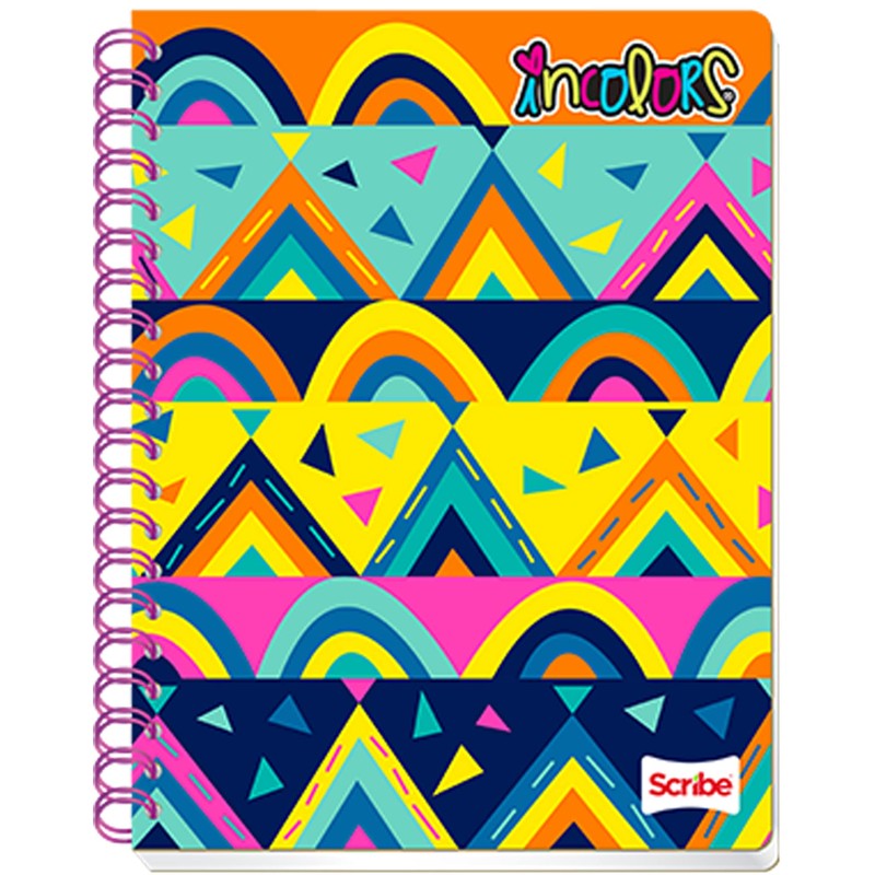 Scribe, Incolors®, Cuaderno Profesional, Pasta Semi Rígida, Espiral Doble, Raya,