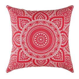 TreeWool Mandala Accent Fall Winter 18x18 Set of 2 Decorative Throw Pillow Covers 100% Cotton Home Decor Pillowcases for Sofa Couch (Red)