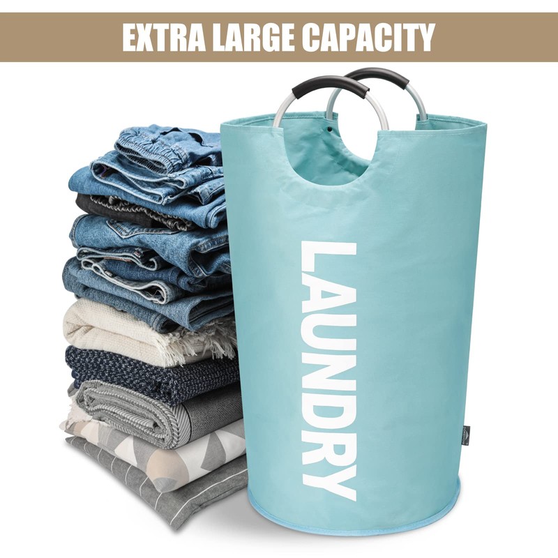DOKEHOM 90L Large Laundry Basket, Collapsible Laundry Bag, Freestanding Tall