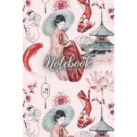 Notebook Graph Paper: Elegant Japanese-themed 9"x6" notebook containing 120 pages of graph paper