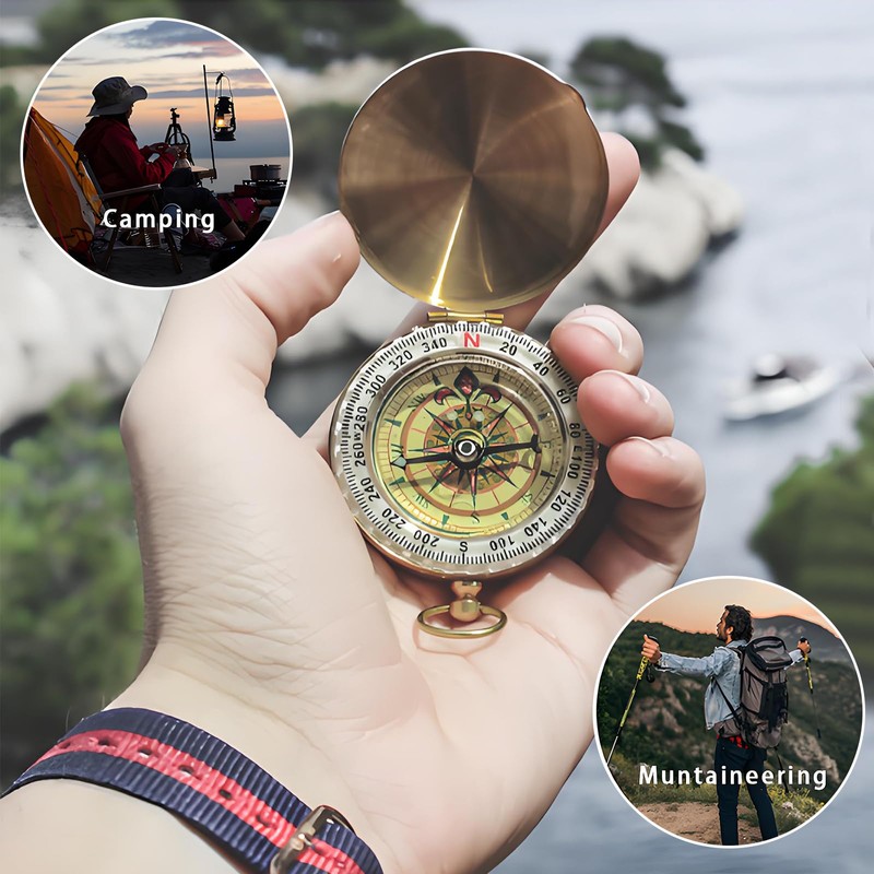 Compass Clamshell Compass Camping Gear Survival Gear Waterproof Luminous Compass