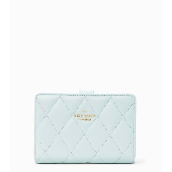 Kate Spade Carey Smooth Quilted Leather Medium Compact Bifold Wallet (Turquoise)