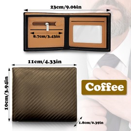 AfitLulu Wallet for Men, PU Leather Men's Wallets 2 Cash&Card Slots/ID Window/Zipper Pocket, Gifts for Men(Brown)