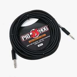 Pig Hog PTRS30BK Vintage Series Black Woven Tour Grade Balanced TRS 1/4" Connectors High Performance Instrument Cable 30-Feet Build for The Road