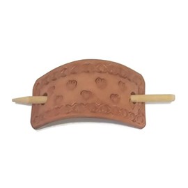 Hearts BIG LEATHER Hair Bow Stick Pony Tail Bun Holder