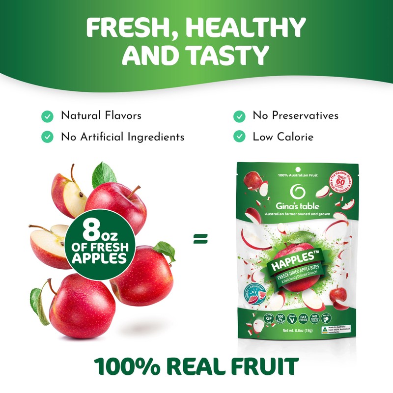 Happles Freeze Dried Apples – 100% Natural, No Added Sugar,