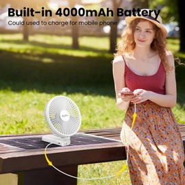 HandFan 6 Inch Handheld Fan with 4000mAh Battery 6 Speed Personal Fan, Strong Airflow, Cooling Desk Removable Base Design, 5-34H Working Time, 180° Foldable for Travel Outdoor Office Household(grey)