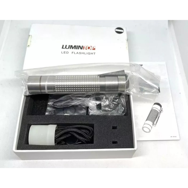 LUMINTOP EDC AA Flashlight, 600 Lumens, Polished Titanium, IP68 Waterproof