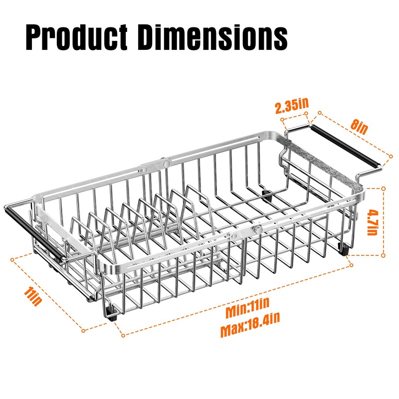 Dolreiik Expandable Dish Drying Rack in Sink,Stainless Steel Over The