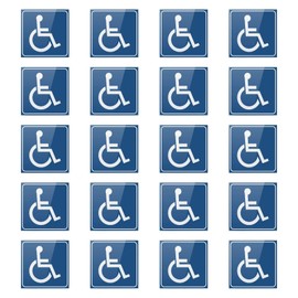 Perfeclan Pack of 20 Disabled Wheelchair Signs, Labels, Disabled Sign Stickers, Wheelchair Symbol Stickers for Indoor and Outdoor Use, Car Window Door