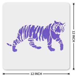 MAGJUCHE Tiger Stencil 12 Inches, Reusable Wild Safari Animal Stencil for Painting DIY Crafts Decor