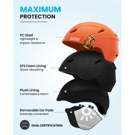 OutdoorMaster Anoa Kids Ski Helmet - Snowboard Helmet for Children - Adjustable Snow Helmet, Certified Snow Sports Helmet for Boys, Girls & Youth - Orange, S