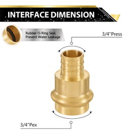 (Pack of 5) FOSKAN 3/4"Press x 3/4" PEX Crimp Brass Coupling Adapter,Press Fittings Connect from Copper to PEX Pipe