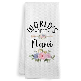 XNXLDYLH Nani Gifts for India Indian Grandma from Grandkids Grandson Granddaughter, Mothers Day Christmas Birthday Kitchen Towels Gifts for Grandma, World's Best Nani Dish Hand Tea Towels, 16x24Inch