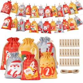 AFXXE Advent Calendar for Filling, 24 Advent Calendars, Self-Filling Fabric, Advent Calendar Bags, Large, 2 Sizes Advent Calendar Bags, Christmas Calendar for Filling Yourself
