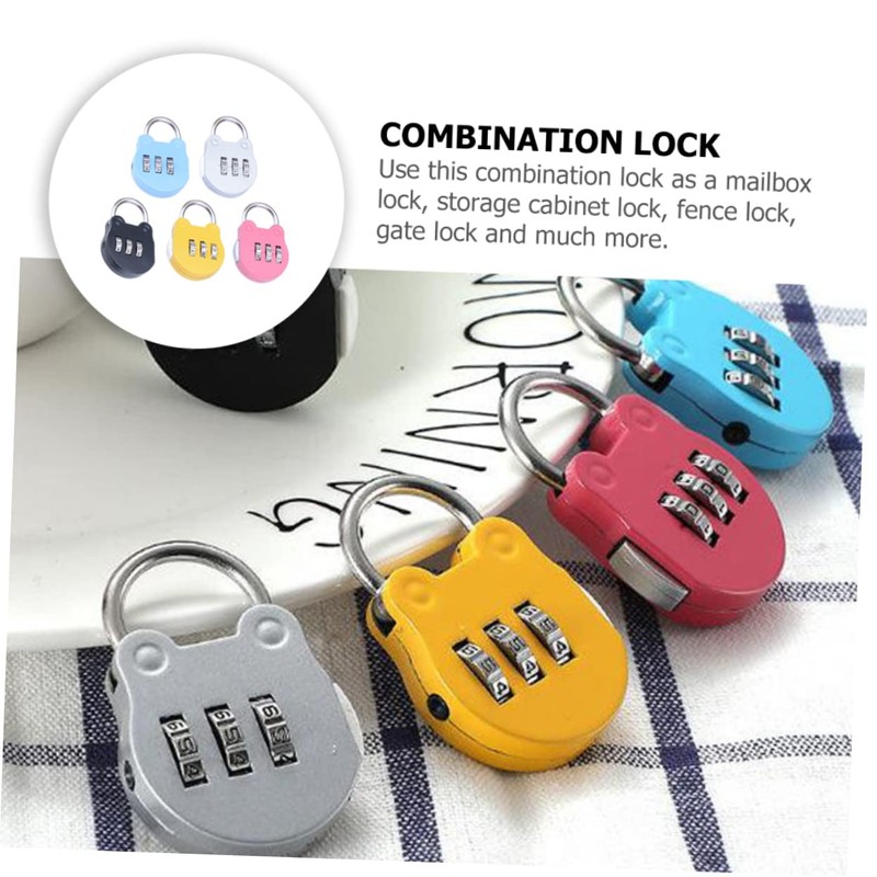 STOBOK 5pcs Mini Cartoon Combination Padlocks Locking Accessory for Gym