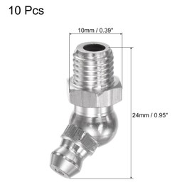 uxcell 304 Stainless Steel 45 Degree Grease Fitting M8 x 1mm Thread Hydraulic Grease Fitting Accessories, 10Pcs