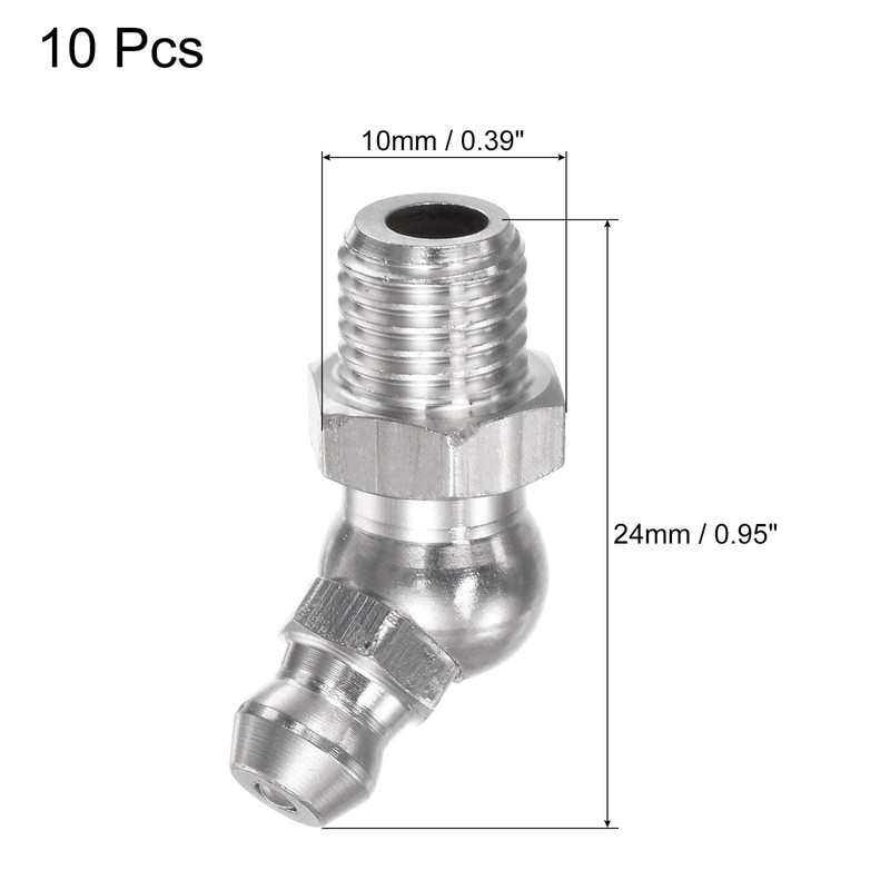 uxcell 304 Stainless Steel 45 Degree Grease Fitting M8 x