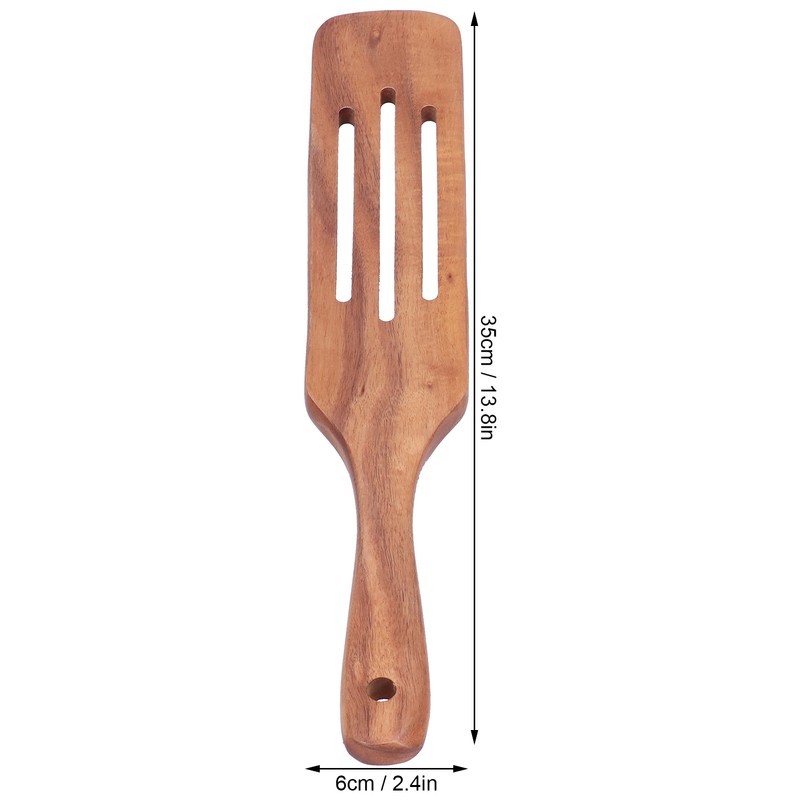 2pcs Slotted Turner Spatula Simple Wooden Spatula with Long Handlefor