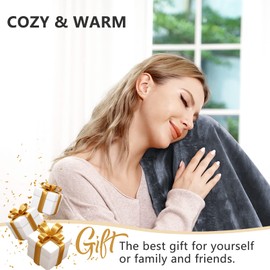 Tuffen Electric Heated Throw Blanket, Extremely Soft Cozy Flannel Heating Blanket with Single Controller, 10 Heating Levels & 4 Hours Auto-Off, Fast Heating & Machine Washable, 50" x 60"