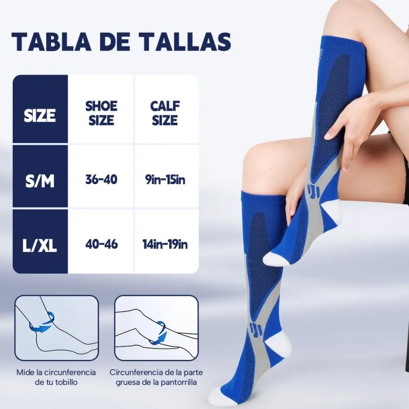 6medias Calcetas Compresión U Alivia Varices Y Circulación