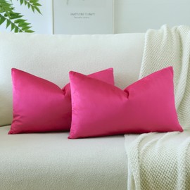 JOTOM Velvet Cushion Cover, Sofa Cushion Cover, Decorative Cushion Covers for Sofa, Living Room, Bedroom, Set of 2, 30 x 50 cm, Pink Red