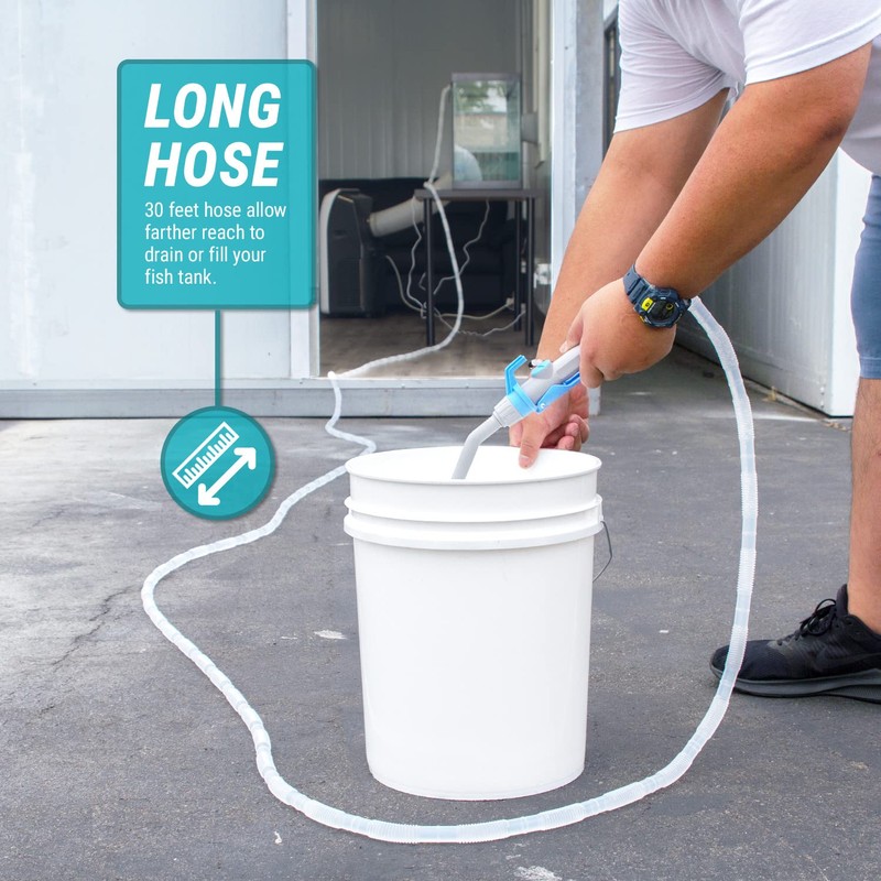 TERA PUMP Aquarium Gravel Cleaner - Electric Automatic Removable Vacuum