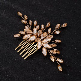 Teyglen Mujeres Delicado Simple Diamantes De Imitación Completos Rojo Azul Negro Novia Boda Peineta Para El Cabello Lujosos Accesorios Para El Cabello Diamantes De Imitación Brillantes Peines Laterale