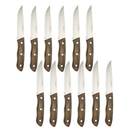 SanheKit Steak Knives Set, 6/12 Piece Options, High Carbon Stainless Steel, Polishing Wood Handle,Full Tang Design,5.3" Large Size,serrated Meat Knife, Sharp Dinner Knives (coffee color 12pcs)
