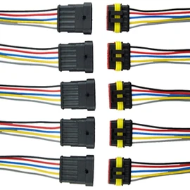 ESUPPORT 5 Pin Way Car Auto Waterproof Electrical Connector Plug Socket Kit with Wire AWG Gauge Marine Pack of 5
