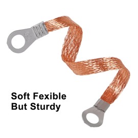 10pcs 10mm Wide 6 Square Meters 200MM Ground Straps 7.87 inch Engine Strap Kit Universal Automotive Copper Automotive Grounding Strap Wire Connectors Braided with Terminals Plugs 200mm for Most Cars