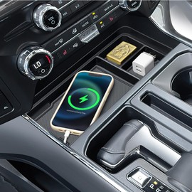 PIMCAR Center Console Organizer for 2021-2025 2026 Ford F150 & 2022-2025 F150 Lightning XLT Pro, Hidden Storage Tray with USB Hole Accessories (Fits into The Open Pocket in Front of The Shifter)