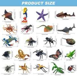 xianzhanEU 22 Stücke Realistische Tiere Figuren, Kunststoff Spielzeug Insekten und Meerestiere Figuren, Tiere Spielzeug, für Kinder Lernspielzeug, Geburtstagsparty Geschenke