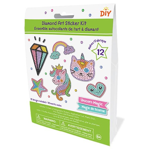 Diamond Art for Kids Ages 8-12 - Make Your Own Stickers 12 Pk Paint by Stickers for Kids Ages 8-12 Sticker Art Create Your Own Sticker Set Big Gem Diamond Painting for Kids Crafts for Kids Ages 3-5