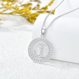 Molioaki Women's 925 Silver Necklace with Letter Pendant Letter Chain 45 + 5 cm Length Zircon Letter Alphabet Choker Chain Jewellery Gift for Women Valentine's Day Birthday, Cubic Zirconia