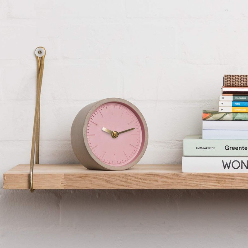Good Design Works Concrete Clock, Pink, 13 x 13 x