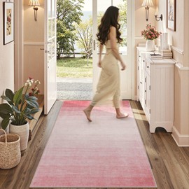 Wonnitar Washable 3x5 Area Rug, Pink Rugs for Bedroom Girls, Contemporary Ombre Nursery Soft Kids Room Rug, Modern Non-Skid Faux Wool Indoor Carpet for Bathroom Dorm Bedside (Pink,3'x5')