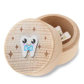 Rylaxzon Tooth Fairy Box - 3D Carved Wooden Souvenir Tooth Storage Box for Kids, Boys and Girls
