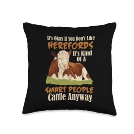 Hereford Smart People Cattle Beef Cow Livestock Farm Humor Throw Pillow