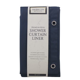 Dependable Industries inc. Essentials Premium 6 Guage PEVA Shower Curtain Liner - PVC Free Magnetized Bottom Odorless with Rustproof Grommets (Navy Blue)