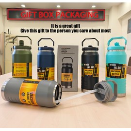 Stainless Steel Water Bottle With Straw, 40 Oz Double Wall Vacuum Insulated, For Sports Travel Cycling