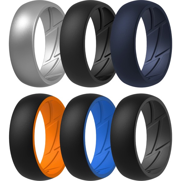 ThunderFit - Anillos de boda de silicona transpirable para hombres,