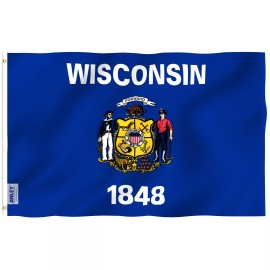 Anley Fly Breeze 3x5 Foot Wisconsin State Flag - Wisconsin WI Flags Polyester