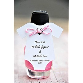 10 tags ~ Tag Only ~ Here is to 10 little fingers & 10 little toes ~ baby shower ~ nail polish thank you ~ onesie gift tags ~ 2"